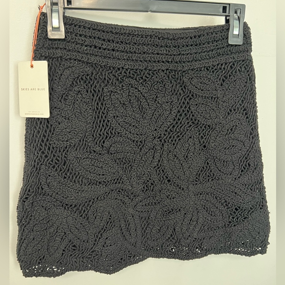 Skies Are Blue - Black Crochet Mini Skirt XS Boutique